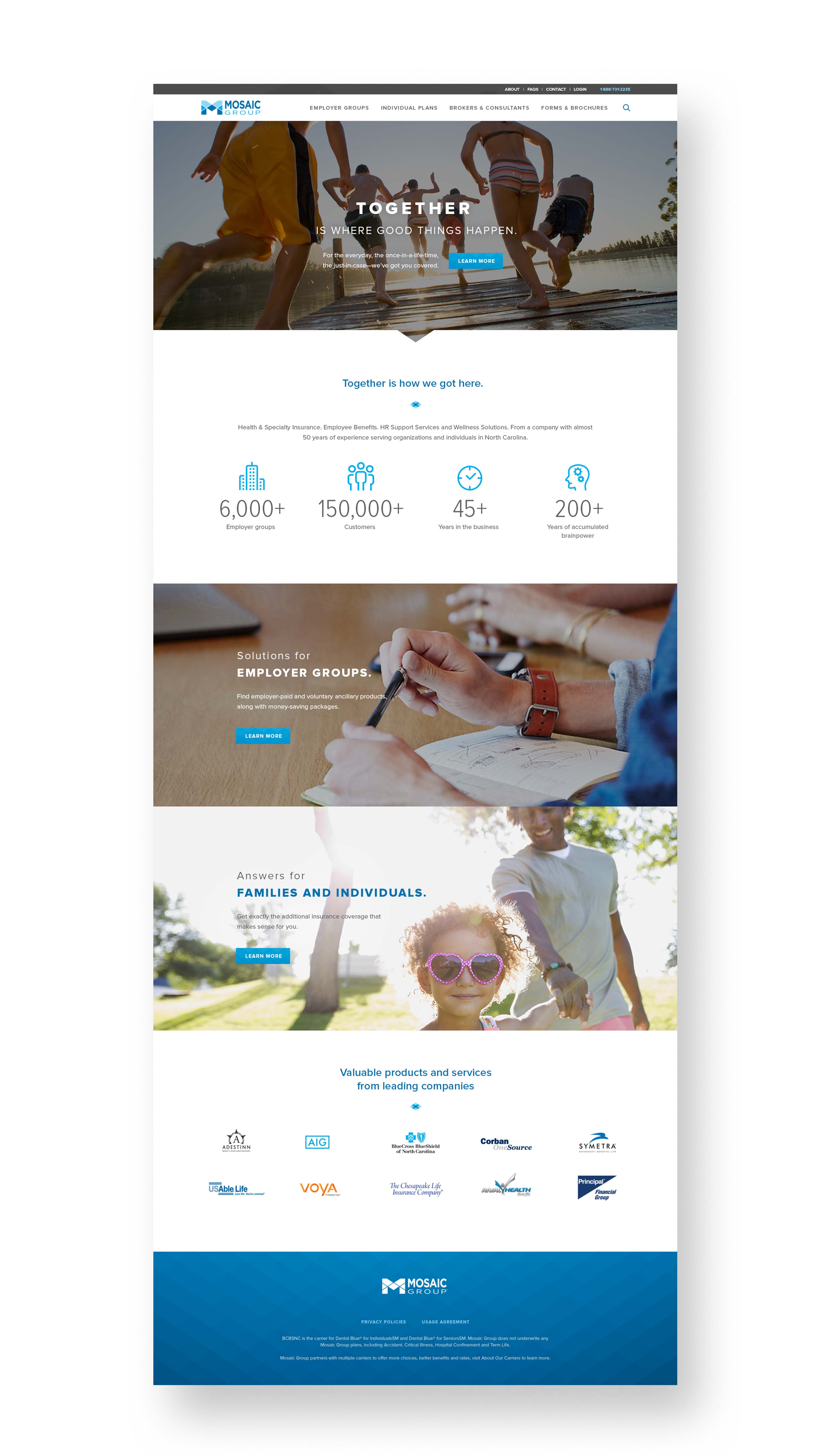 Mosaic website homepage
